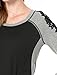 Allegra K Women's Floral Embroidery Color Block Raglan Sleeve T Shirt Grey L (US 14)