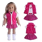 WensLTD 3pc Doll Clothes Set Jacket Coat +Pants+Vest for 18 inch Doll Accessory Gril's Toy (Hot Pink)