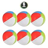 6 Pack Inflatable Beach Balls - 12 Inch, Rainbow Colored - For Swimming Pools, Pool Party, Playing, Volleyball, Beach, Ocean, Kids, & Adults - Kidsco