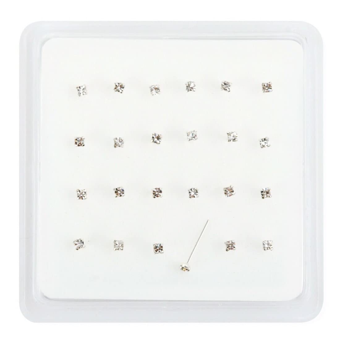 Pack Of 24 solid 925 sterling silver clear jewel cubic zirconia nose studs comes boxed