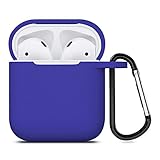 ZALU AirPods Case with Keychain, Shockproof Protective Silicone Cover and Skin for AirPods Charging Case (Blue)
