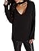 Haoduoyi Womens Plian V Neck Choker Long Sleeve Top T Shirt