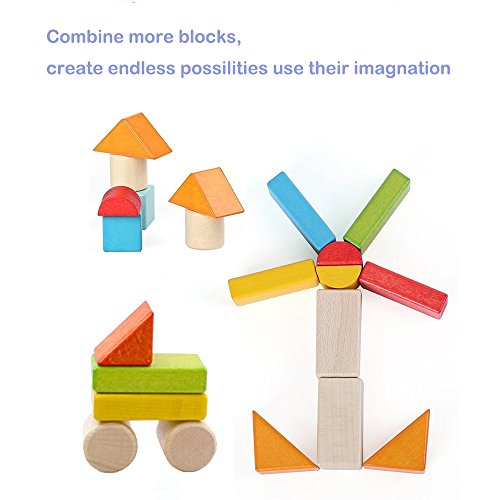 26 Piece Wooden Building Blocks Set Wood Stacking Game Educational Toys for Kids