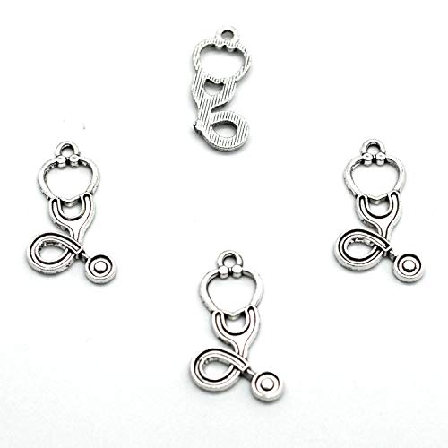 MT 2007 Alloy Charms, Silver Tone Handmade Supply Charms, Handmade Craft, Handmade Jewelry Supply (50PCS JHS41 Stethoscope Charms)