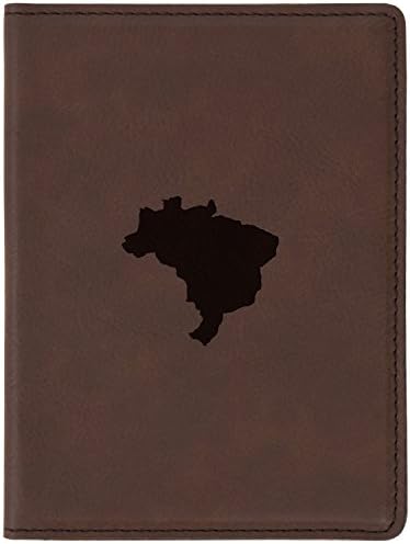 Brazil Brown Leather Passport Holder - Laser Etched Design - 4 X 5.5” Engraved Passport Holder For Women And Men