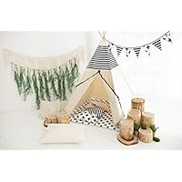 cozydots Indian Tipi Tent Set for Children Aged 0-7 Years, 150 cm high, Ideal for Creative Fun for Boy, Indian Adventure Tent (Black and White)