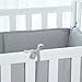 TILLYOU Cotton Collection Breathable Crib Bumper Pads for Standard Cribs Machine Washable Padded Crib Liner Set for Baby Boys Girls Safe Bumper Guards Crib Rail Padding, 4 Piece, Gray