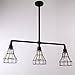 UNITARY BRAND Black Vintage Barn Metal Cage Shade Hanging Ceiling Pendant Light Max. 120W With 3 Lights Painted Finish