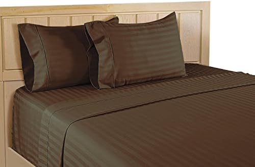 Color Sense Bed Sheet Set Wrinkle Free 100% Cotton Bedspread 310 Thread Count Deep Pocket Bedding Sheet Set Full Brown
