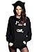 Choies Women's Black Letter Print Pocket Detail Cat Ear Hoodie
