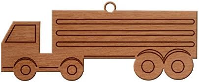 Big Truck Design Wooden Christmas Tree Ornament, Hanging Xmas Decor