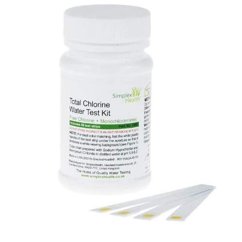 SimplexHealth Total Chlorine Check - Water Testing Strips (50 Strips)