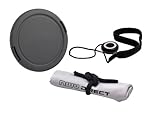 Lens Cap Side Pinch (55mm) + Lens Cap Holder + Nwv Direct Microfiber Cleaning Cloth For Sony Cyber-shot DSC-HX300