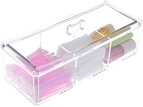 Richboom Cosmetic Organizer, Clear Acrylic Q-tip Cotton Swabs Cotton Ball Storage Case, Makeup Organizer For Cotton Pads, Cotton Swabs, Q Tips, Make Up Pads, Cosmetics - For Bathroom &amp; Vanity