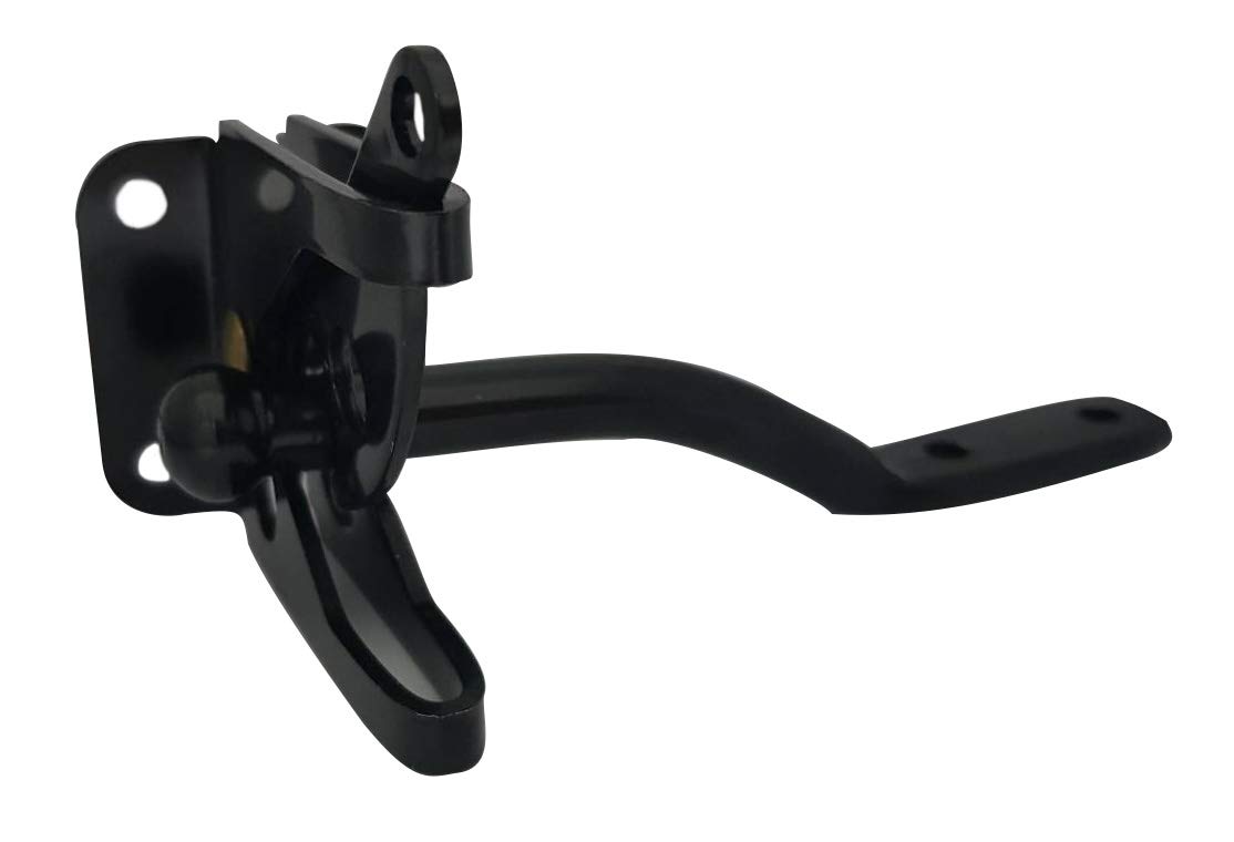 QCAA 304 Stainless Steel Self-Locking Gate Latch, 2-1/8", Black Coated, Made in Taiwan, 1 Pack