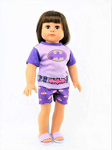 Purple Superhero Pajama Shorts Set | Fits 18" American Girl Dolls, Madame Alexander, Our Generation, etc. | 18 Inch Doll Clothes