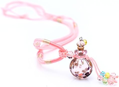 Aromatherapy Essential Oil Difusser Jewelry Painted Glass Beads Bracelet With Oil Pendant Cork Cover (Pink)
