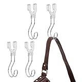 mDesign Hanging Closet Storage Hook - Organizes Handbags, Scarves, Ties, Belts, Accessories - Great for Men, Women & Kids Bedroom, Hall & Coat Closet - Hangs Below Wire Shelving, 4 Pack - Chrome/Clear
