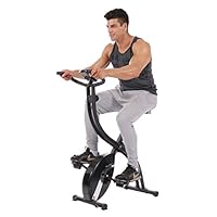 PLENY Foldable Upright Stationary Exercise Bike with 16 Level Resistance, New Exercise Monitor with Phone/Tablet Holder (Black)