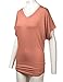 BIADANI Womens Short Dolman Sleeve V-Neck Solid Shirring Drape Tunic Top Shirt