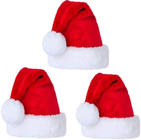 Santa Hat Velvet Comfort Christmas Hats for Adults and Kids Winter Plush Xmas Santa Hats Cap for Christmas New Year Festive Holiday Party Supplies, 3 Pieces