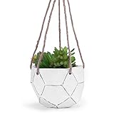 MyGift Geometric Design Hand-Painted Clay Hanging Succulent Planter Pot