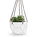 MyGift Geometric Design Hand-Painted Clay Hanging Succulent Planter Pot