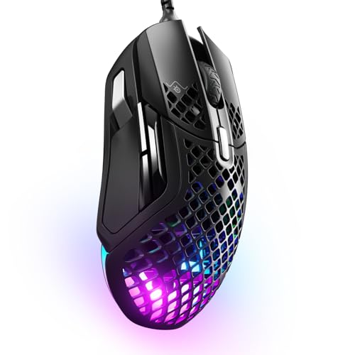 SteelSeries Aerox 5 - RGB Gaming-Mouse mit Öffnungen in der Oberfläche - Federleicht und wasserabweisend - Optischer TrueMove Air-Sensor mit 18.000 DP