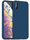 PowerBear iPhone Xs Max Silicone Case | Slim Soft Touch Shock Absorption Case - Navy