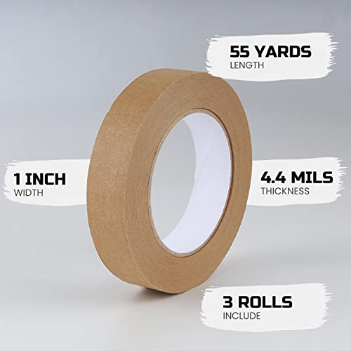 Lichamp 3 Pack Brown Painters Tape 1 inch, Brown Masking Tape 1 inch x