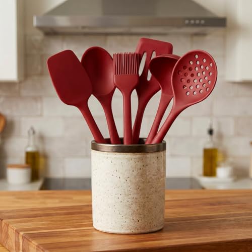 Kit de Silicone Maciço Premium Grande - Não Risca Panela - Unidade ou Kit Com 6 - Cozinha Antiaderente - Alta Resistência - Escolha Unidade ou Kit Promocional (Kit 6 Peças - Vermelho)