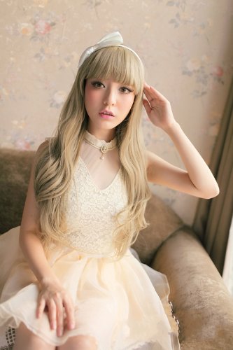TEEMI- Long Bouncy Soft Matte As Real Hair Platinum Light Blonde Costume Wigs for Women Girls