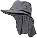 JFH GROUP Mens Womens Unisex Packable Wide Brim Summer Hat w/Neck Flap (F006 Dark Grey)