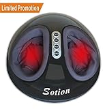 Shiatsu Electric Foot Massager, Sotion Massage Machine with Heat Function, Adjustable Intensity, Air Pressure, Deep 3D Kneading Rolling Vibration Relieves Plantar Fasciitis