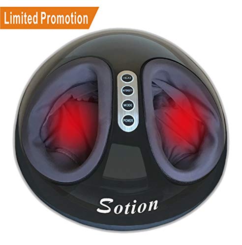 Shiatsu Electric Foot Massager, Sotion Massage Machine with Heat Function, Adjustable Intensity, Air Pressure, Deep 3D Kneading Rolling Vibration Relieves Plantar Fasciitis