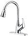 Purelux Tulip Kitchen Faucet Single Handle Contemporary Design High Arc Pull Down fit for 1 or 3 Hole Installation, 3 Spray Pull Out Chrome Finish Kitchen Sink Faucets