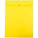 JAM PAPER 10 x 13 Open End Catalog Colored Envelopes with Clasp Closure - Yellow Recycled - 100/Pack