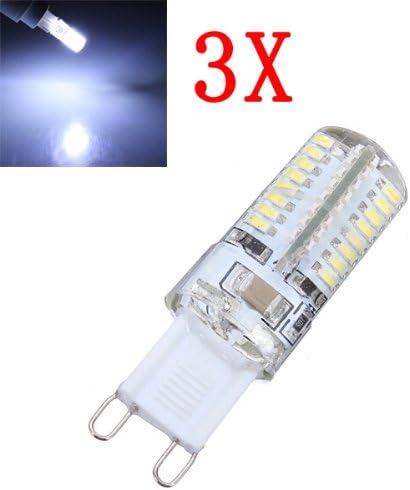 3X G9 3W Pure White 64 SMD 3014 LED Corn Light Bulbs AC 220V
