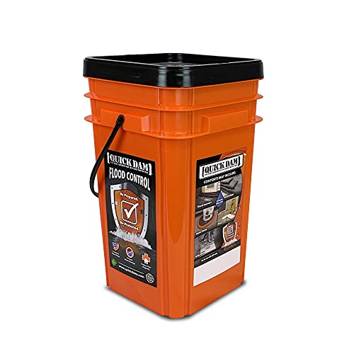 thumbnail image 2 of Quick Dam Water Activated Flood Barriers - 10 Pack With Orange Bucket For Home & Garage Protection 2 of 10