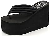Hanxue Womens Chunky High Platform Wedge Flip-flops Sandals