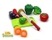 Little Treasures Kitchen Playset for kids 3+ colorful cutting food playset with a handy, spacious veggie basket accommodating eggplant, tomato, capsicum, corn, pepper, and broccoli; all easy to cut