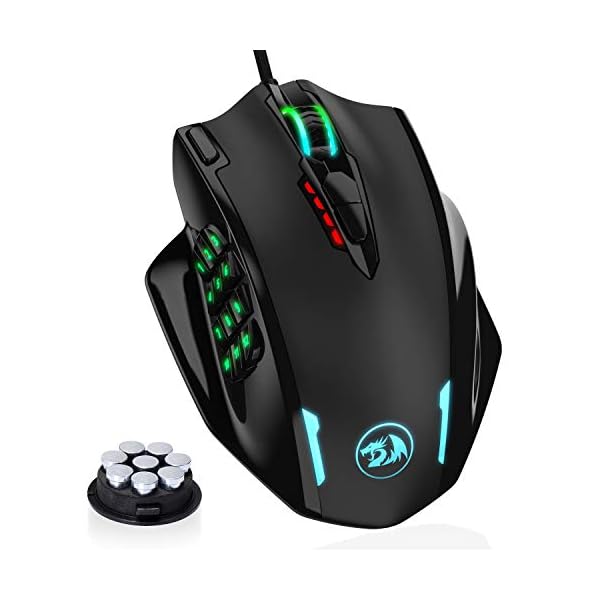 Redragon M908 Impact RGB LED MMO Mouse with Side Buttons Optical Wired Gaming Mouse with 12,400DPI, High Precision, 20…