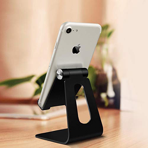 Adjustable Cell Phone Stand, CreaDream Phone Stand, Cradle, Dock, Holder, Aluminum Desktop Stand Compatible with iPhone Xs Max Xr 8 7 6 6s Plus 5s Charging, Accessories Desk,All Smart Phone-Black - Thumbnail 6