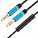 AFUNTA 3.5mm AUX Cable with Audio Y Splitter Adapter, 3.93ft Male to Male Auxiliary Cable with Mic and Volume Control for Smartphone Tablet Laptop Speaker Headset Car Stereo