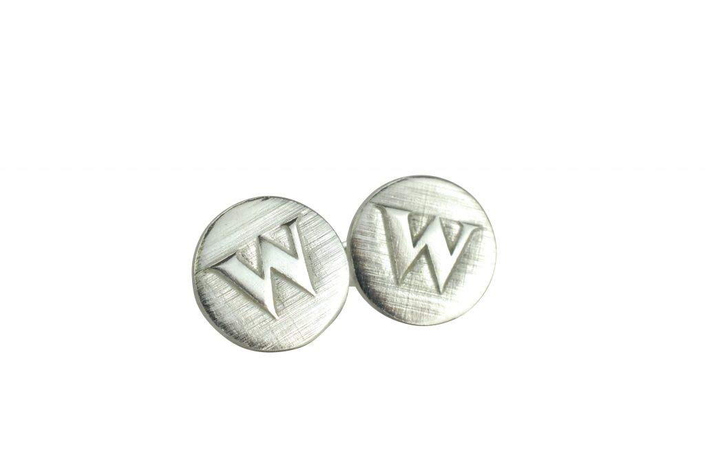 Letter W Cufflinks - Unique UK Made Rustic Design Letter W Cufflinks For Men