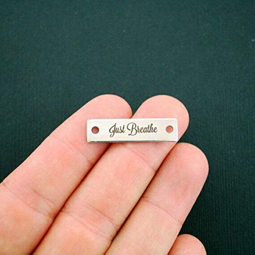 Just Breathe Connector Charm Stainless Steel Bar - Quantity Options - CON155 - Jewelry Accessories Chain Bracelet Necklace Pendants