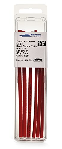 Double Wall Adhesive Lined Marine Grade Polyolefin Heat Shrink Tubing A81450-1/8" ID - Red - 6 Inches - 6 Pack