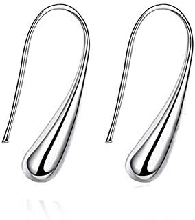 925 Fashion Classic Sterling Silver Water drop Earrings,Teardrop Back Earrings For Women(White/1 Pair)
