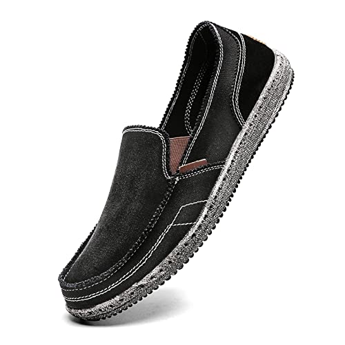 Men's Slip On Deck Shoes Canvas Loafer Vintage Flat Boat Shoes