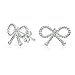 Simple Dainty Twist Rope Cable Ribbon Birthday Present Bow Stud Earrings For Women Teens .925 Sterling Silver